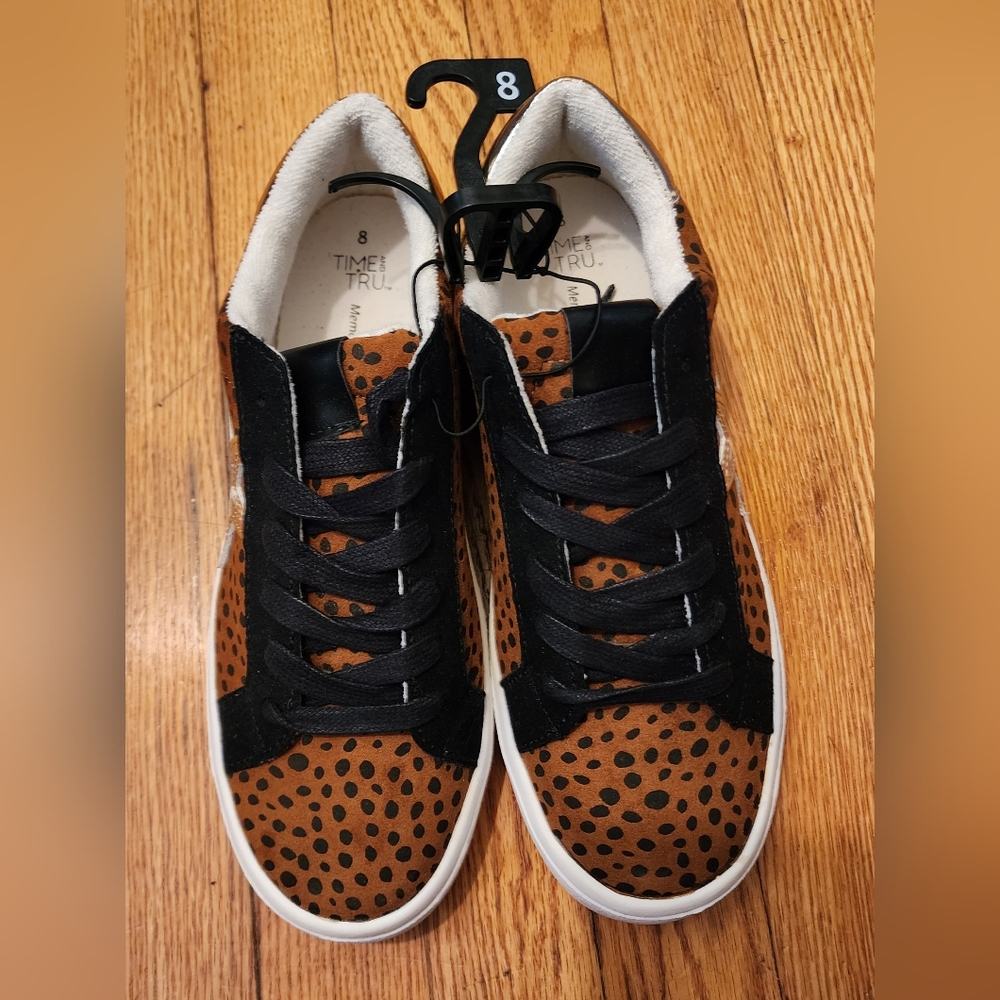 Leapard print star tie shoes tie shoes